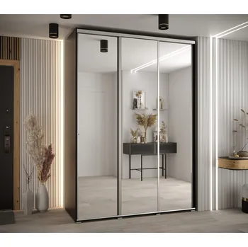 Šatní skříň Šatní skříň ASIRI 2 - 180/60 cm, černá / stříbrná