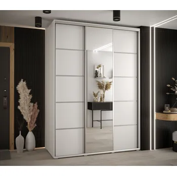 Šatní skříň Šatní skříň YVONA 5 - 180/60 cm, bílá / stříbrná