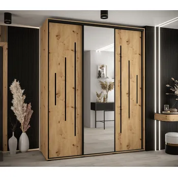 Šatní skříň Šatní skříň YVONA 13 - 200/60 cm, dub artisan / černá