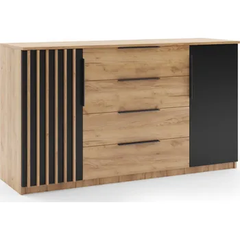 Komoda Kombinovaná komoda ORYNA III - dub craft zlatý / černá