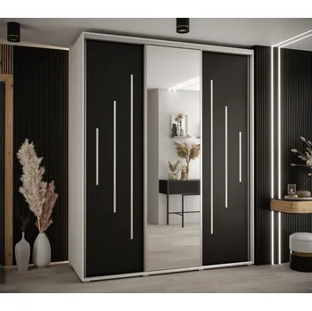 Šatní skříň Šatní skříň ASIRI 13 - 190/60 cm, bílá / černá / stříbrná