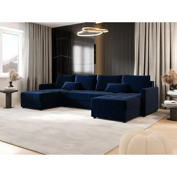 Sedací souprava Rozkládací sedací souprava do U ADELINDE - tmavě modrá