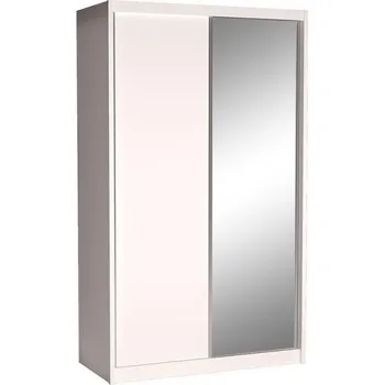 Šatní skříň Šatní skříň 143 cm s posuvnými dveřmi a zrcadlem ANICA - alpská bílá