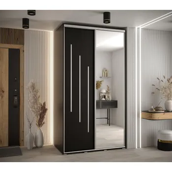 Šatní skříň Šatní skříň YVONA 9 - 130/60 cm, černá / stříbrná
