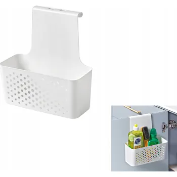 Obraz Závěsný košík na dvířka, plastový, bílý, 25x11 cm