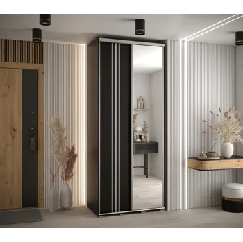 Šatní skříň Šatní skříň YVONA 7 - 100/45 cm, černá / stříbrná