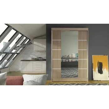 Šatní skříň Zrcadlová šatní skříň 120 cm SAMANRE 5 - dub sonoma