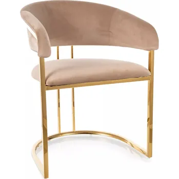 Jídelní židle Designová jídelní židle LOUBNE - béžová / zlatá