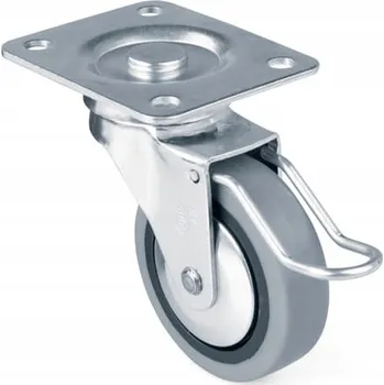 Pojezdové kolečko OTOČNÉ GUMOVÉ KOLEČKO 60 mm S BRZDOU PRO KANCELÁŘSKÉ ŽIDLE, S MONTÁŽNÍ PLOŠKOU