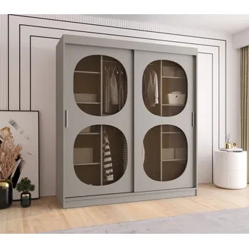 Šatní skříň Prosklená šatní skříň 180 cm DEFNE - kašmírová