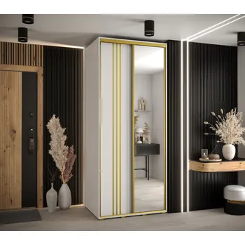 Šatní skříň Šatní skříň YVONA 7 - 120/60 cm, bílá / zlatá