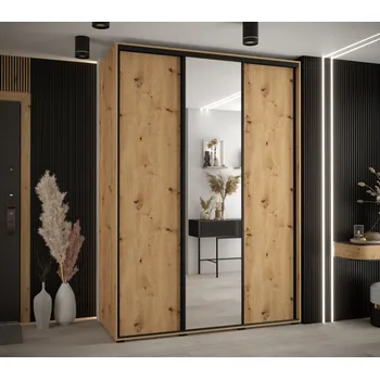 Šatní skříň Šatní skříň YVONA 3 - 170/60 cm, dub artisan / černá