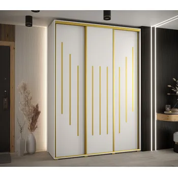 Šatní skříň Šatní skříň ASIRI 8 - 180/60 cm, bílá / zlatá