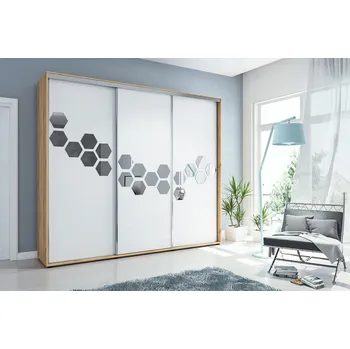 Šatní skříň Prostorná šatní skříň se zdobením JUAN, šířka 250 cm