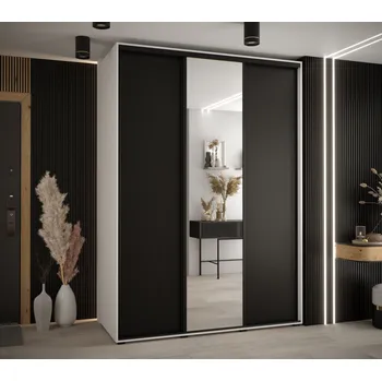 Šatní skříň Šatní skříň YVONA 3 - 180/60 cm, bílá / černá / černá