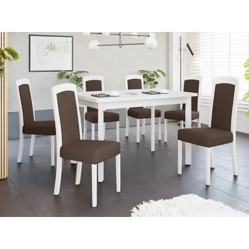 Jídelní stůl Nábytek do jídelny 6+1 ADELBITE 11 - bílý / hnědý 2