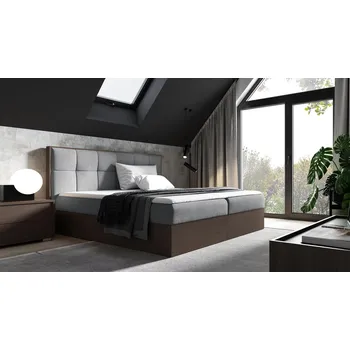 Postel Kontinentální postel 160x200 CHANTELLE 8 - tmavý dub / šedá + topper ZDARMA