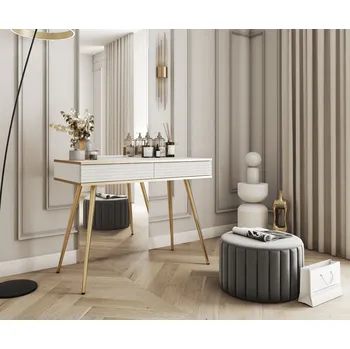 Toaletní stolek Konzolový stolek JENY 2 - bílý / zlatý / zlaté nožky