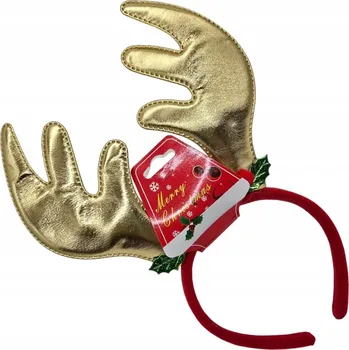 Vánoční dekorace VÁNOČNÍ ČELENKA SOB UŠI ZLATÉ ROHY PRO DĚTIČKY - VÁNOČNÍ DOPLNĚK