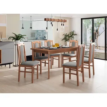 Jídelní stůl Sestava do jídelny 6+1 s rozkládacím stolem SALUSIA 5 - olše / šedá