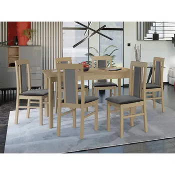 Jídelní stůl Jídelní sestava 6+1 HARDIN 4 - dub sonoma / ocelová šedá