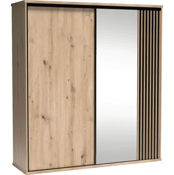 Šatní skříň Šatní skříň se zrcadlem AIMY - šířka 199 cm, dub artisan