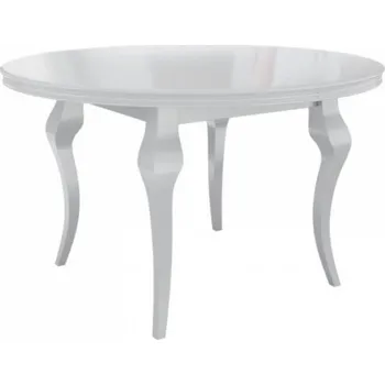 Jídelní stůl Rozkládací kulatý jídelní stůl KRAM 2 - lesklý bílý