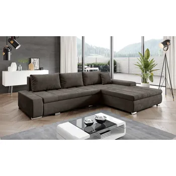 Sedací souprava Rohová rozkládací sedačka CARLINA - tmavě hnědá