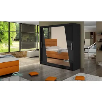 Šatní skříň Kombinovaná šatní skříň 180 cm se zrcadlem FLORENCIO 14 - černá