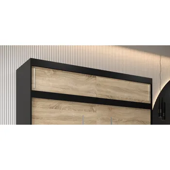 Nástavec na skříň Nástavec k šatní skříni UNI 200 - černý / dub sonoma