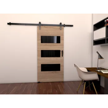 Interiérové dveře Posuvné dveře na stěnu BUSHLAND 5 - 76 cm, dub sonoma