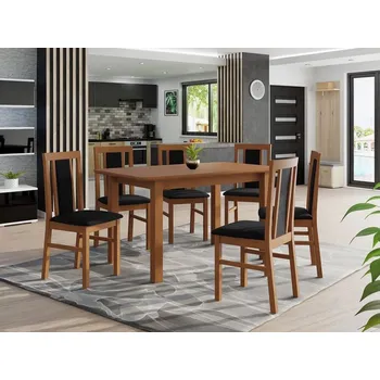 Jídelní stůl Jídelní sestava 6+1 HARDIN 3 - olše / černá