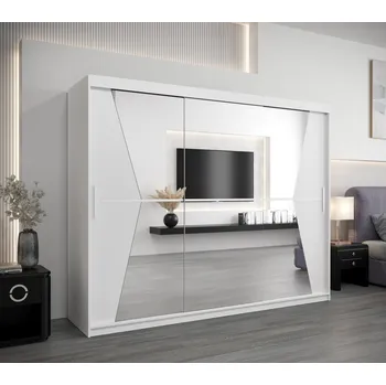 Šatní skříň Skříň s posuvnými dveřmi MILANA - šířka 250 cm, bílá