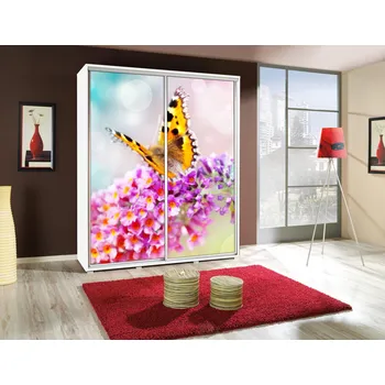 Šatní skříň Vysoká šatní skříň 155 cm s potiskem DANUBE 16 - bílá