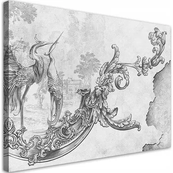 Obraz Obraz na plátně, Divocí ptáci a listy v orientálním stylu