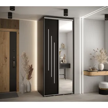 Šatní skříň Šatní skříň YVONA 9 - 120/60 cm, černá / stříbrná