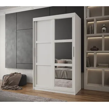 Šatní skříň Šatní skříň KORRA 2 - 120 cm, bílá / stříbrná