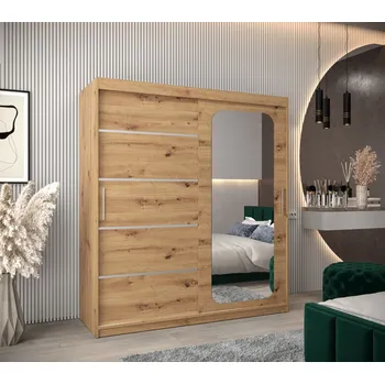 Šatní skříň Zrcadlová skříň DONICELA 3 - 180 cm, artisan