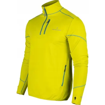 Pánská mikina Mikina BERGSON Sportovní Pánská SWIFTLAYER Half Zip VTX Dark Green/Lemon L