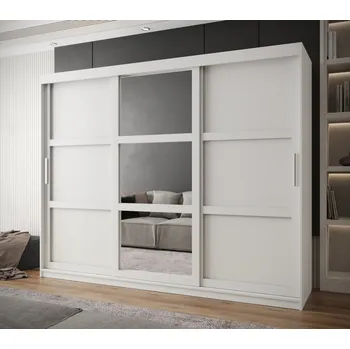 Šatní skříň Šatní skříň KORRA 2 - 250 cm, bílá / stříbrná