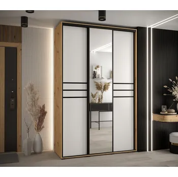 Šatní skříň Šatní skříň YVONA 11 - 160/60 cm, dub artisan / bílá / černá