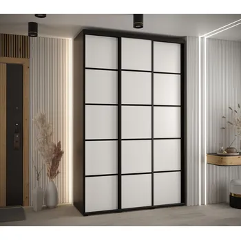 Šatní skříň Šatní skříň YVONA 4 - 160/45 cm, černá / bílá / černá