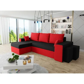 Sedací souprava Sedací souprava s taburety TIMRA - červená / černá