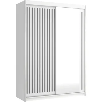 Šatní skříň Šatní skříň se zrcadlem 150/62 KAREN - bílá / šedá