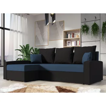 Sedací souprava Rohová sedačka na každodenní spaní STORM - černá / modrá