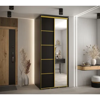 Šatní skříň Šatní skříň YVONA 5 - 110/60 cm, černá / zlatá