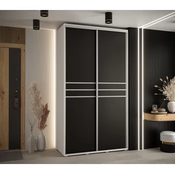 Šatní skříň Šatní skříň ASIRI 10 - 140/60 cm, bílá / černá / stříbrná