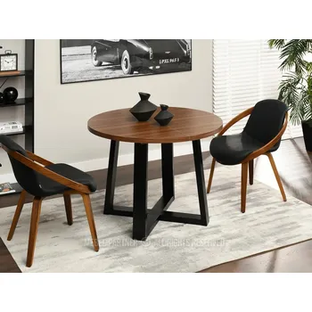 Jídelní stůl Kulatý rozkládací stůl 100(180)x100 RAJAN - ořech / černý