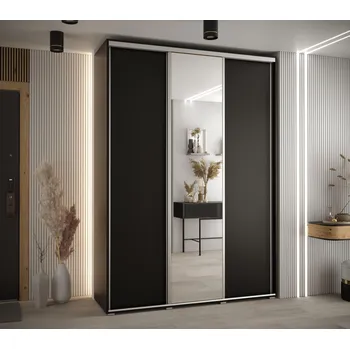 Šatní skříň Šatní skříň YVONA 3 - 170/45 cm, černá / stříbrná