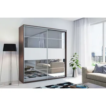 Šatní skříň Zrcadlová šatní skříň BENEDICTO, šířka 175 cm, výška 245 cm